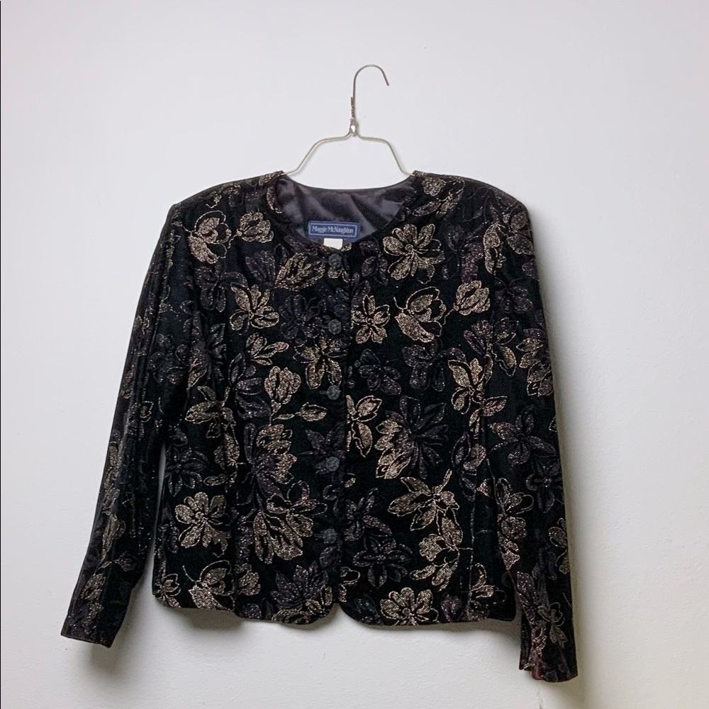 New 1980’s Jacket in Dark Purple Velveteen and Gold Glitter Size 20W